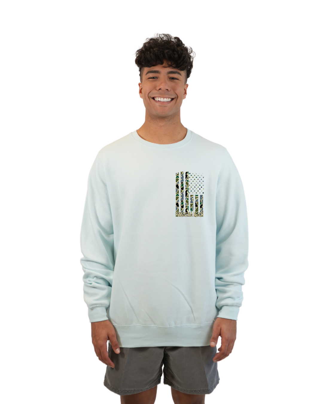 Pensacola Beach Flag Men  Crewneck – Camouflage Edition