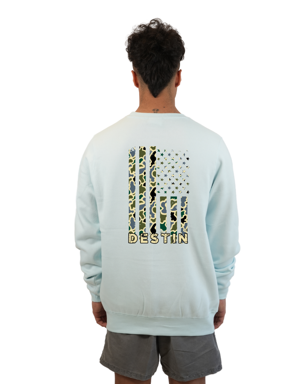 Destin Flag Men Crewneck – Camouflage Edition crewneck alvinsisland.com