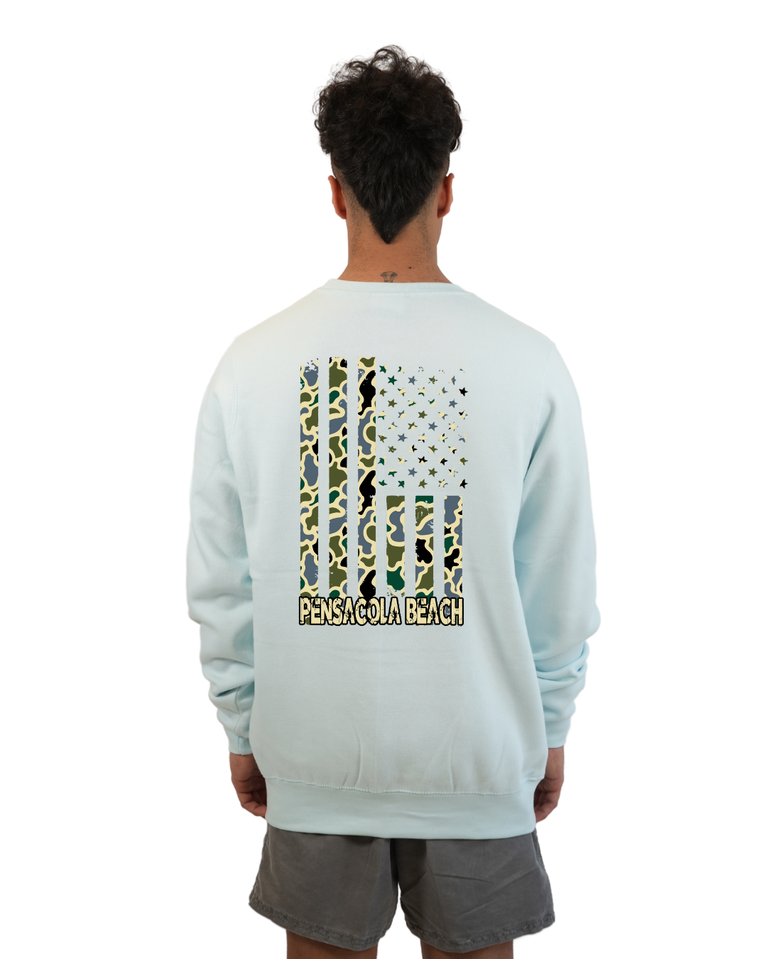 Pensacola Beach Flag Men  Crewneck – Camouflage Edition