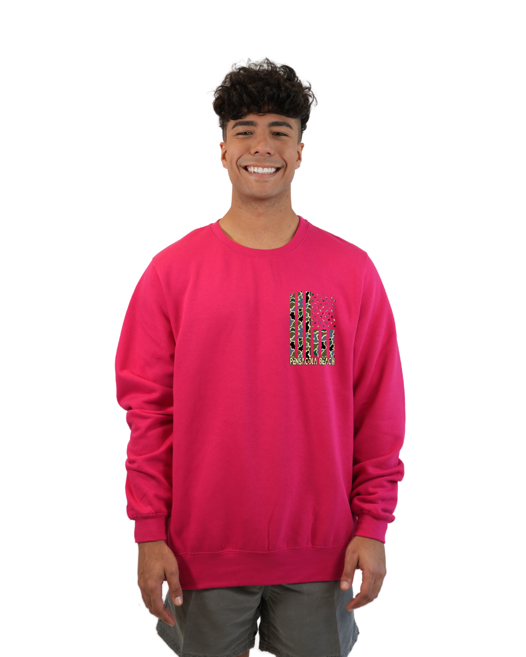 Pensacola Beach Flag Men  Crewneck – Camouflage Edition