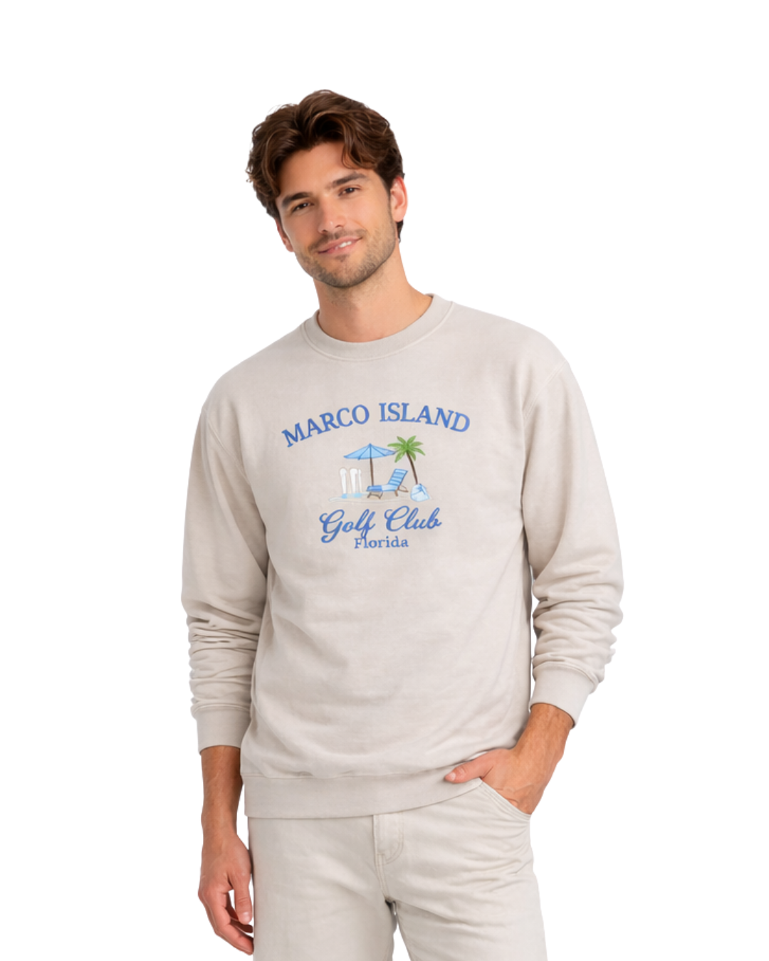 Marco Island, FL Embroidered Men’s Crewneck crewneck alvinsisland.com S Oyster