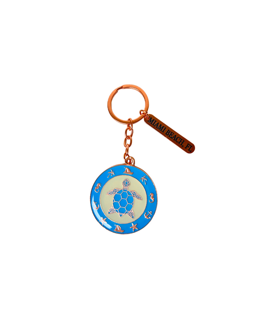 Miami Beach, Fl Turtle Rosegold Keychain souvenirs alvinsisland.com
