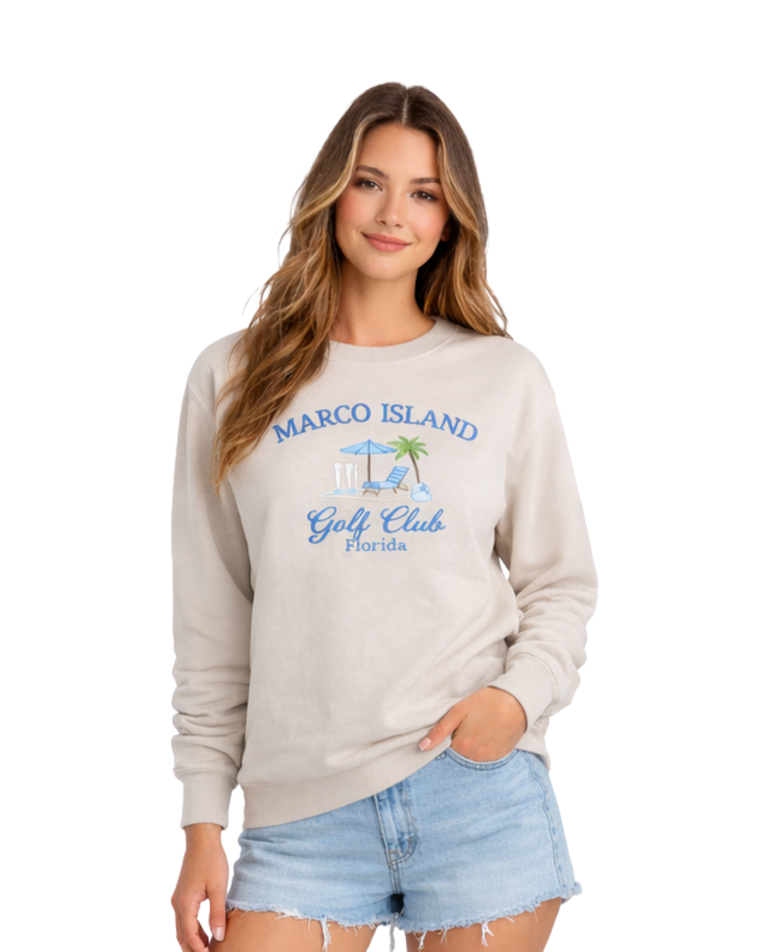 Marco Island, FL Embroidered Women’s Crewneck crewneck alvinsisland.com S Oyster