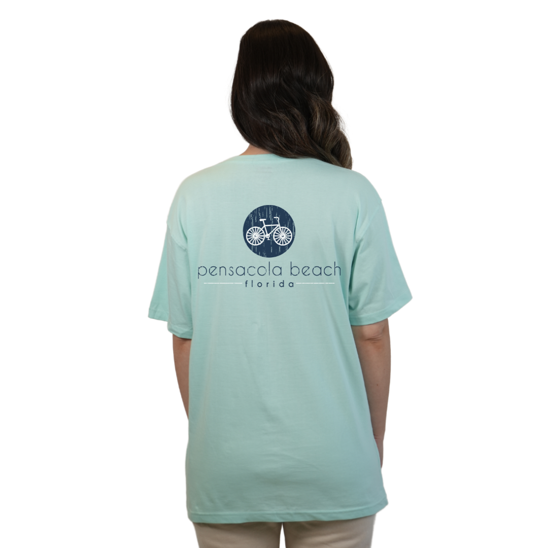 Pensacola Beach with front Bycicle pocket design and back big Bycicle Design T-Shirt Women Style CC1000