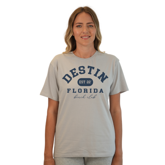 Destin Florida Combed Cotton Women T-Shirt with a Front Est. 22 Beach Club Design Style CC1000