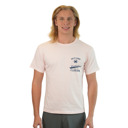 Destin Florida Combed Cotton Men T-Shirt with a Front Pocket Design and back "Salty Vibes Crab" Design Style CC1000