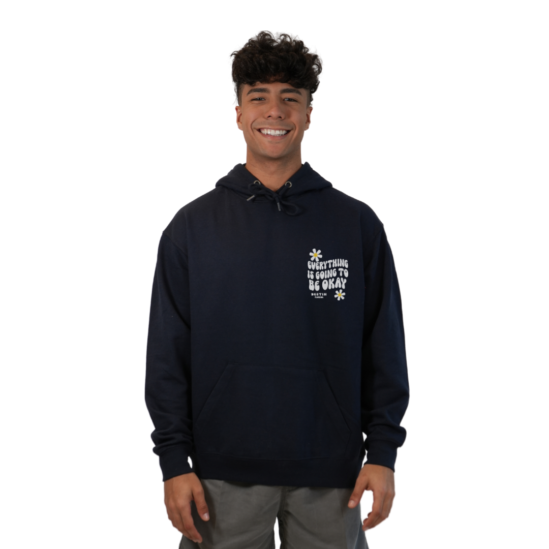 Destin Florida Pullover Hoodie Men with front "Everything is going to be Okay" design and the same back big design Styl 252