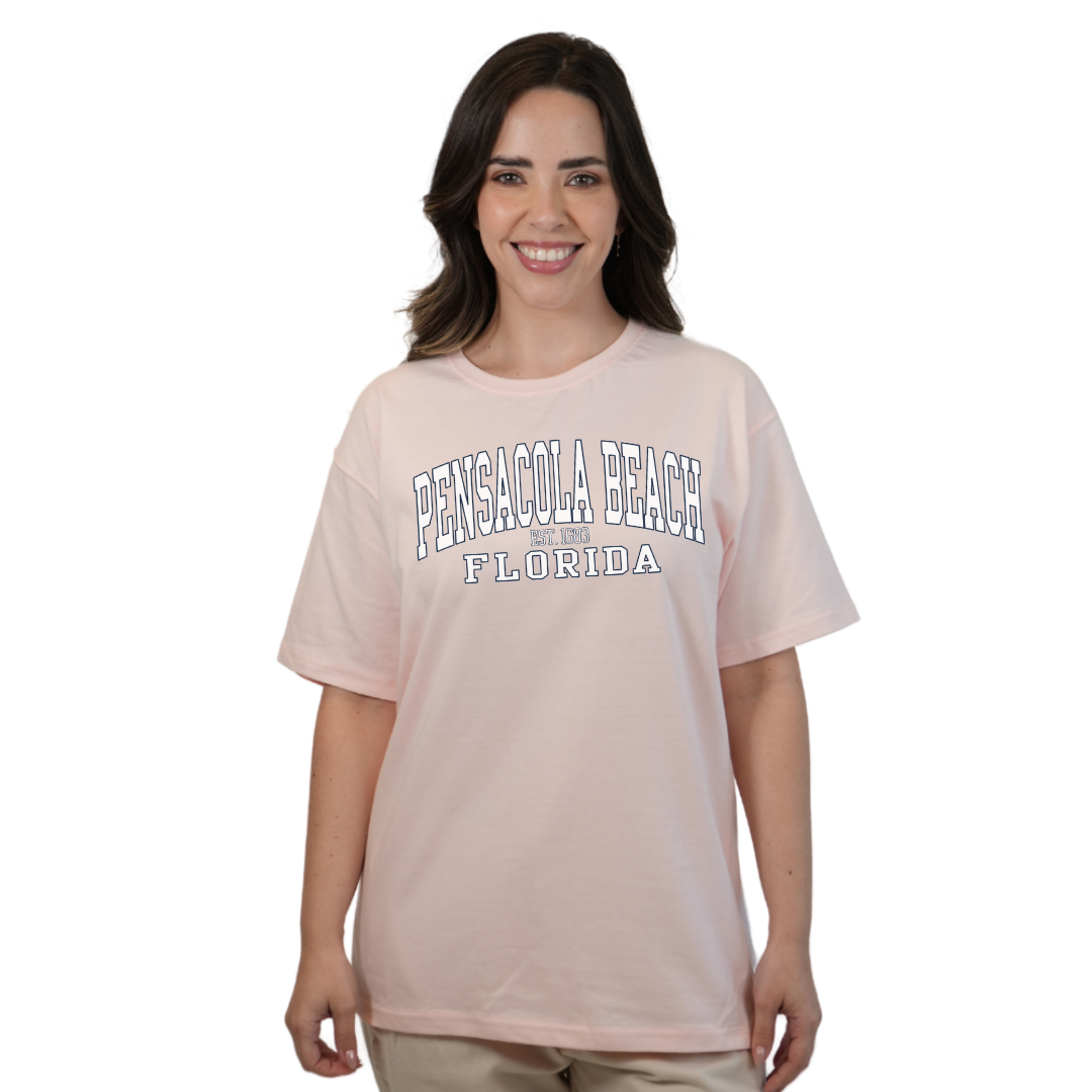 Pensacola Beach East 1683 Combed Cotton Women T-Shirt with a Front Design Style CC1000