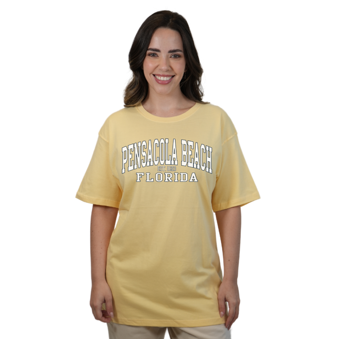 Pensacola Beach East 1683 Combed Cotton Women T-Shirt with a Front Design Style CC1000