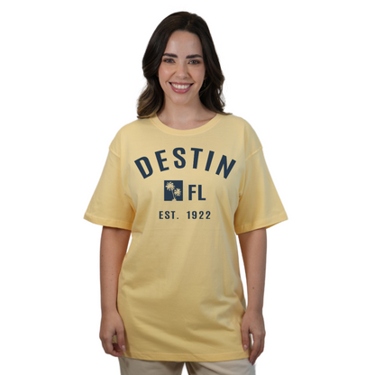 Destin Florida Combed Cotton Women T-Shirt with a Front Palm Trees FL Est. 1922 Design Style CC1000