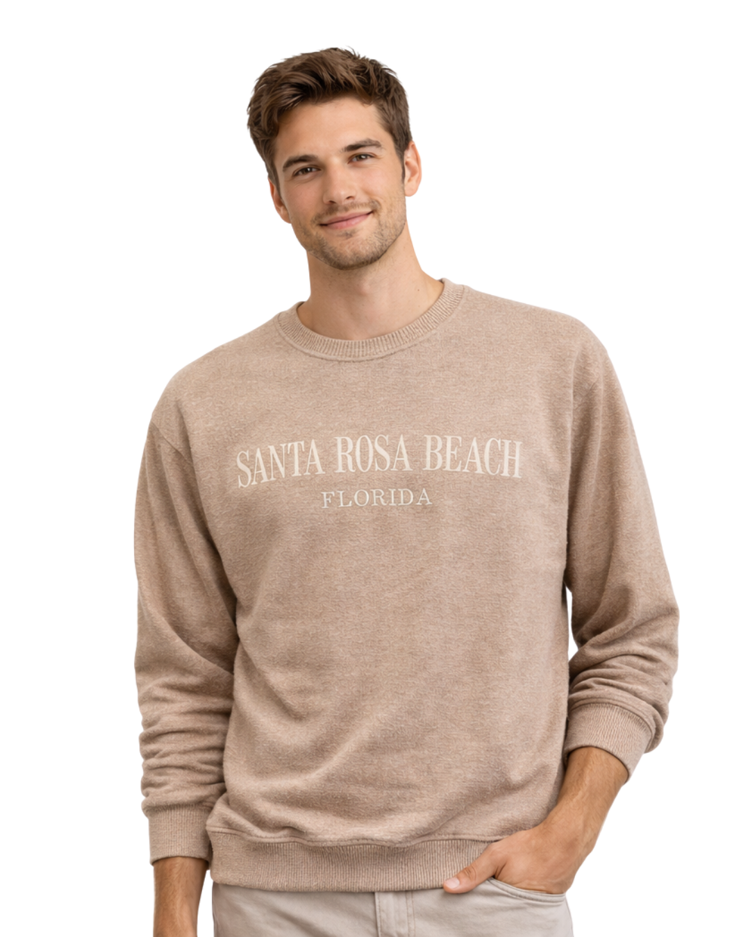 Santa Rosa Beach, Fl Nantucket Crewneck – Embroidered City Name Appliqué (Style AP267AI) crewneck alvinsisland.com Sand S