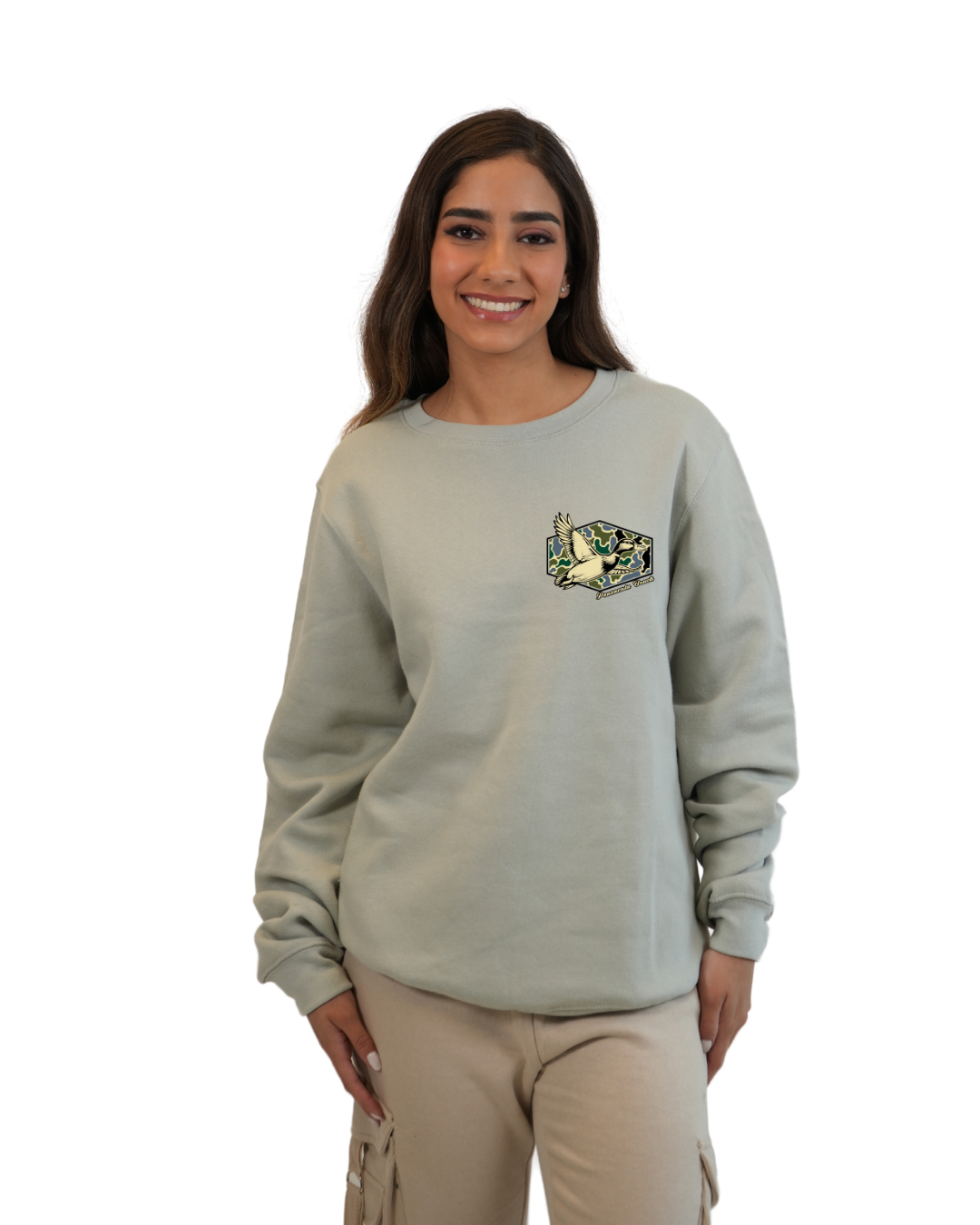 Pensacola Beach Duck Women Crewneck – Camouflage Edition