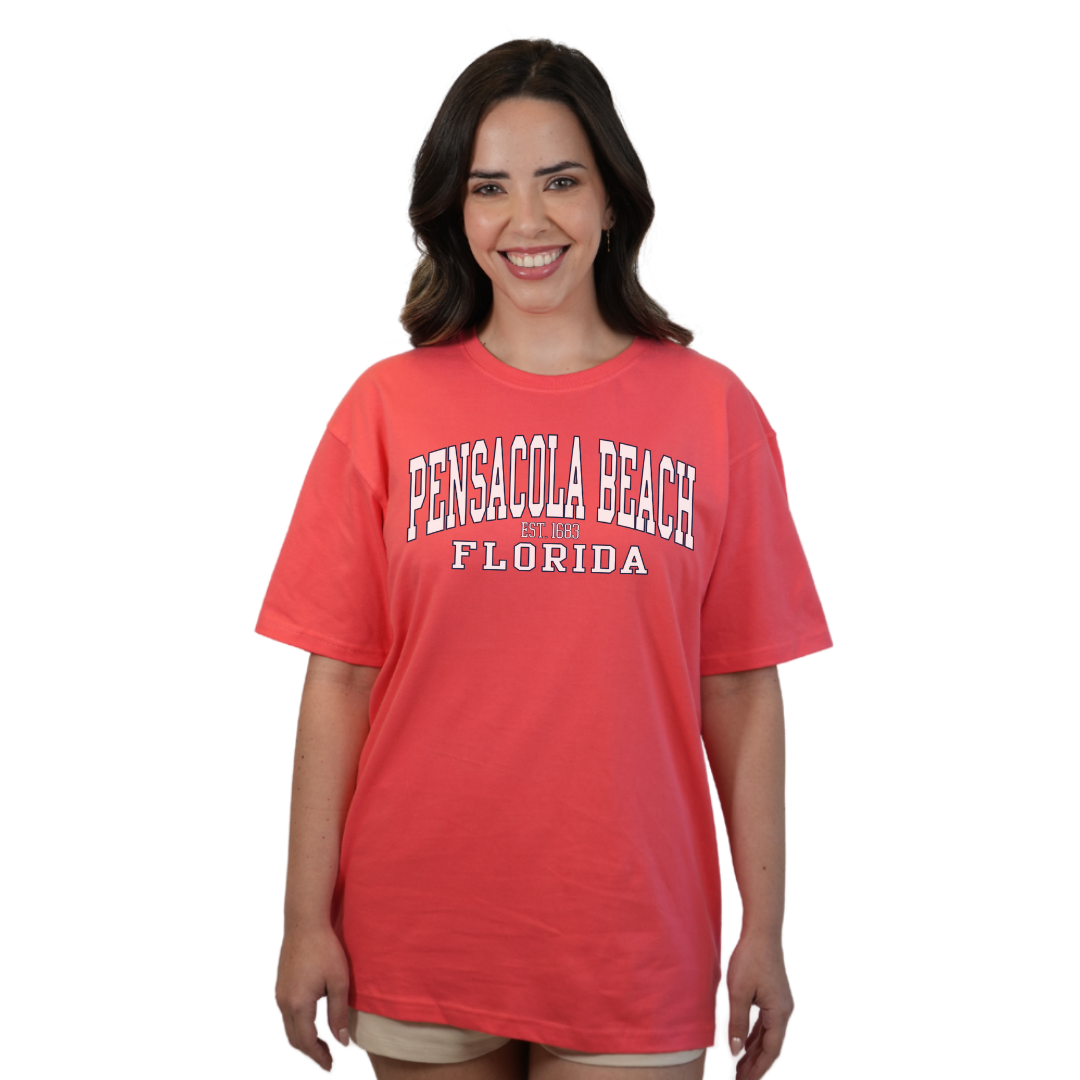 Pensacola Beach East 1683 Combed Cotton Women T-Shirt with a Front Design Style CC1000