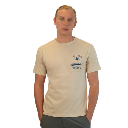 Destin Florida Combed Cotton Men T-Shirt with a Front Pocket Design and back "Salty Vibes Crab" Design Style CC1000