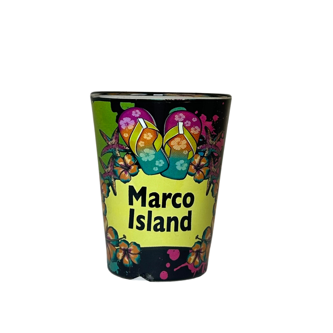 Marco Island Hibiscus Color Black  Shots Glass