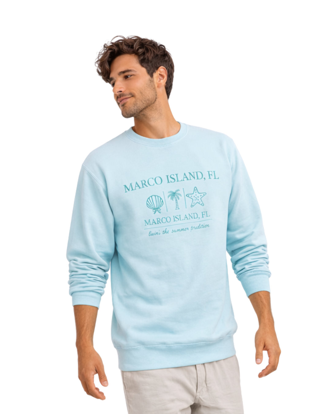 Marco Island, Fl Embroidered Men’s Crewneck crewneck alvinsisland.com Pool day S