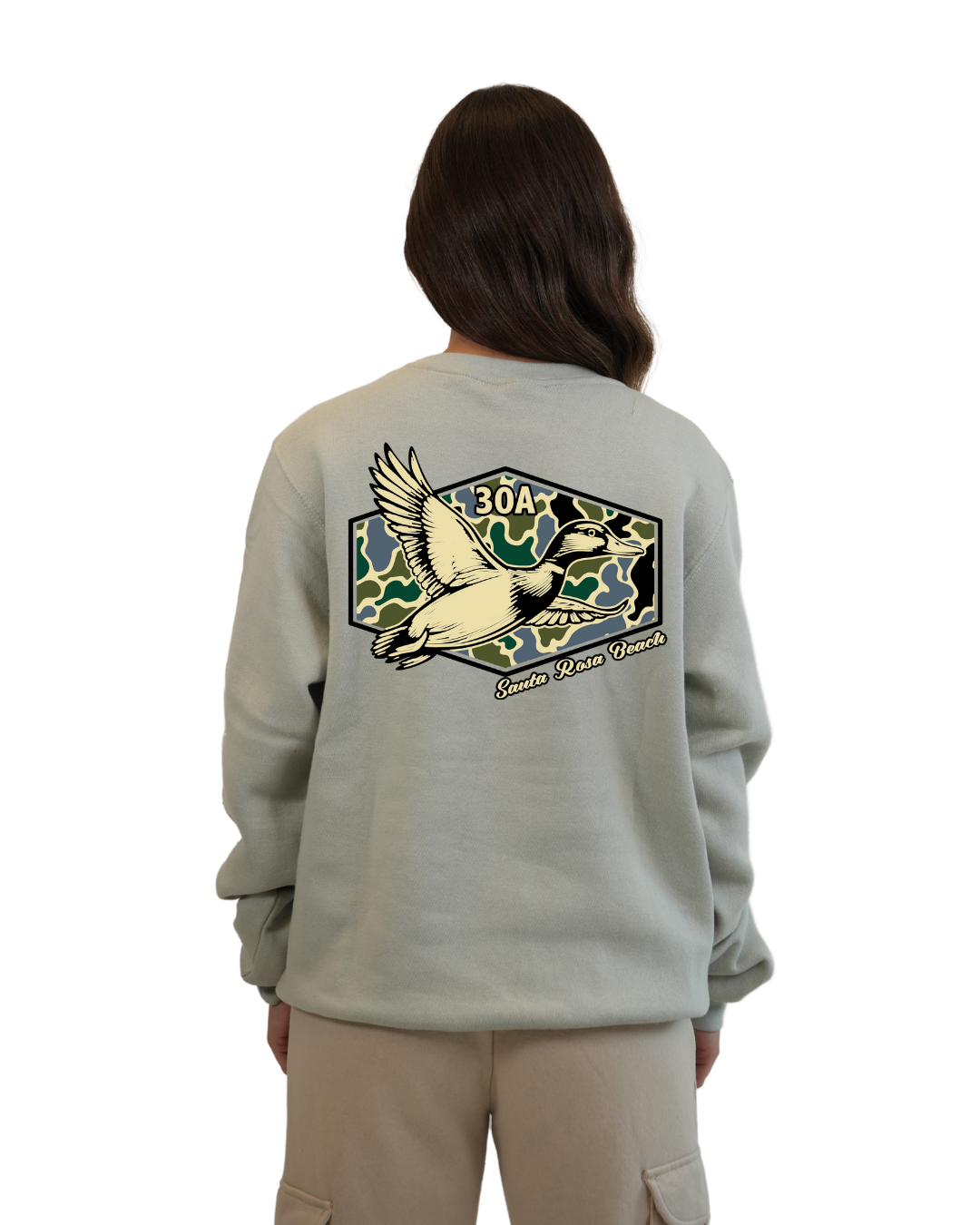 Santa Rosa Beach Duck Women Crewneck – Camouflage Edition