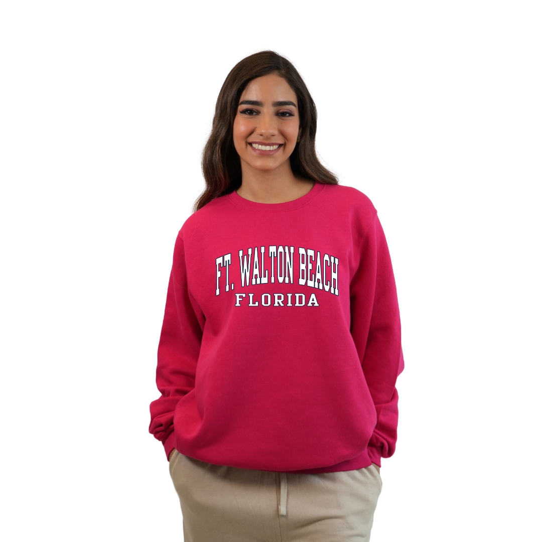 Ft. Walton Beach Fleece Crewneck Sweatshirt Women with a City Name Design Style 067