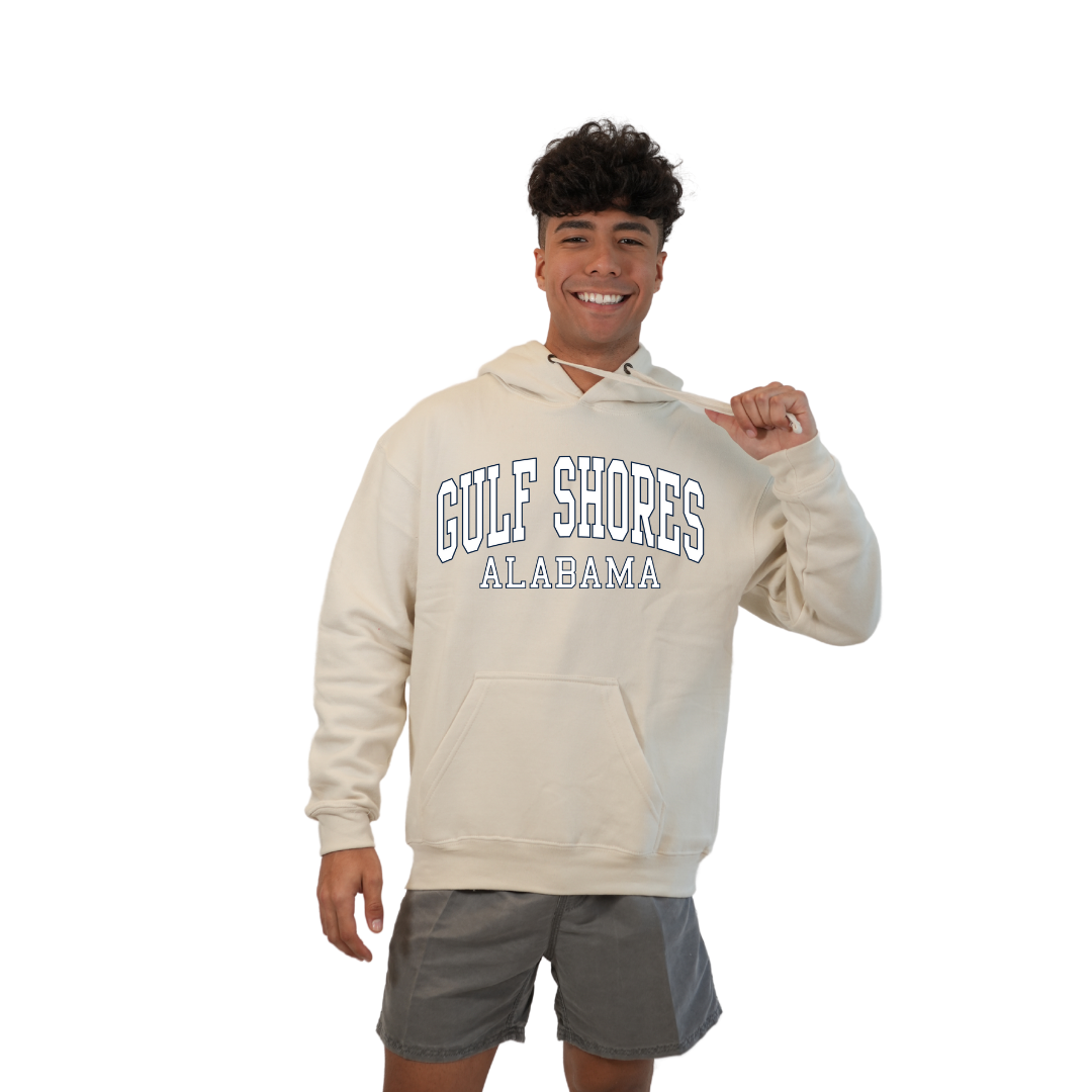 Gulf Shores Alabama Pullover Hoodie Men with Big Front Letters Design Style 252