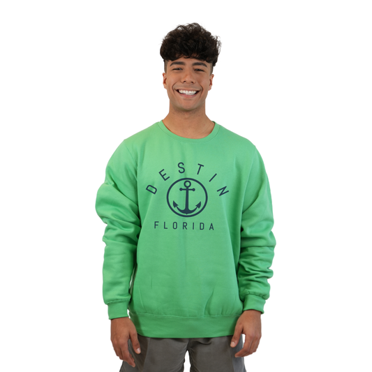 Destin Florida Fleece Crewneck Sweatshirt Men with a Front Nautical Design Style 067