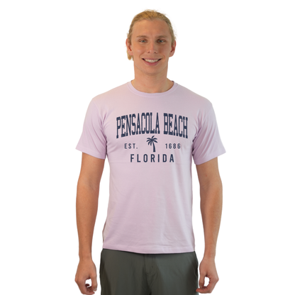 Pensacola Beach Combed Cotton Men T-Shirt with a Front Palm Tree Design Est. 1984 Style CC1000