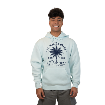 Ft. Walton Beach Pullover Hoodie Men with a Front Palm Tree Est. 1984 Design Style 252