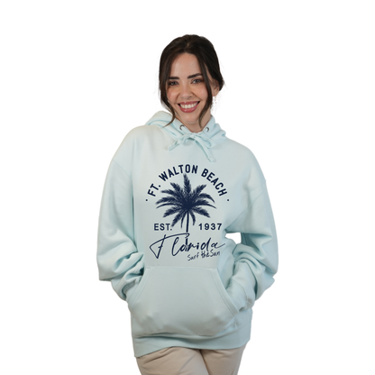 Ft. Walton Beach Pullover Hoodie Women with a Front Palm Tree Est. 1984 Design Style 252