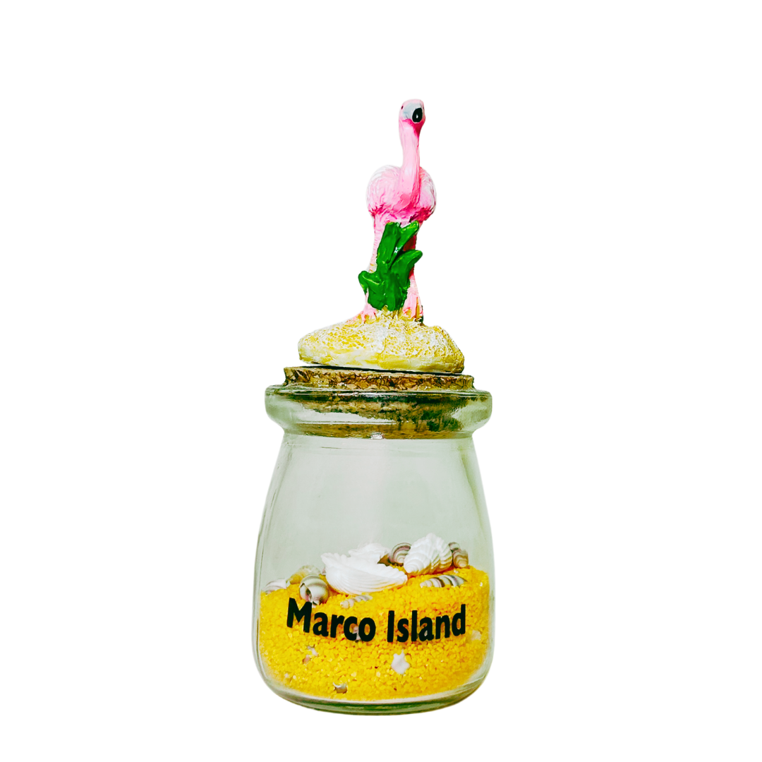 Marco Island Figurine Flamingo Pink  Bottle Souvenir