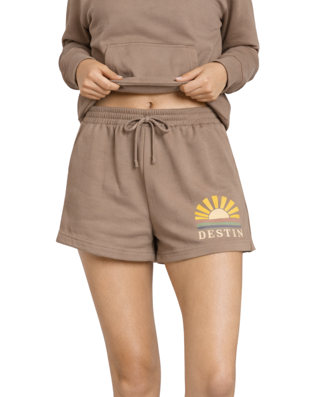 Destin Palm Tree/ Stripes Short -Part of a Set-Style ETP042S Clothing alvinsisland.com Cappuccino S