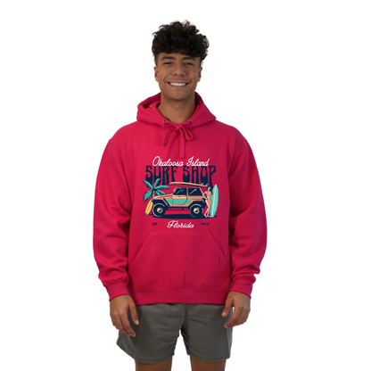 Okaloosa Island Hoodie Men  with Surf Shop Front Design Style 252