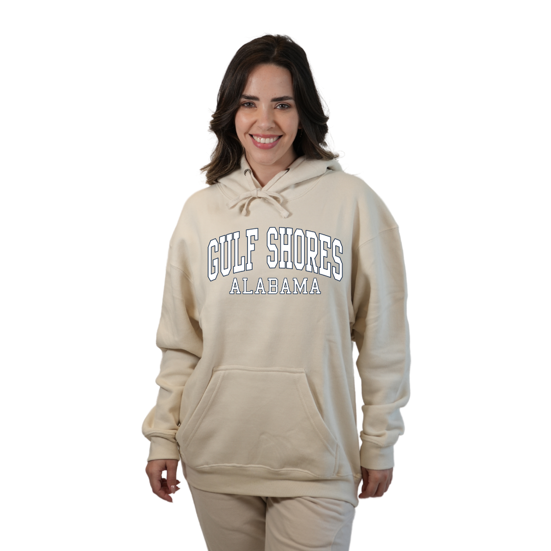 Gulf Shores Alabama Pullover Hoodie Women with Big Front Letters Design Style 252