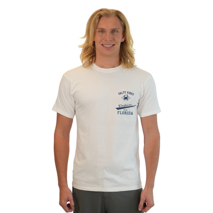 Destin Florida Combed Cotton Men T-Shirt with a Front Pocket Design and back "Salty Vibes Crab" Design Style CC1000