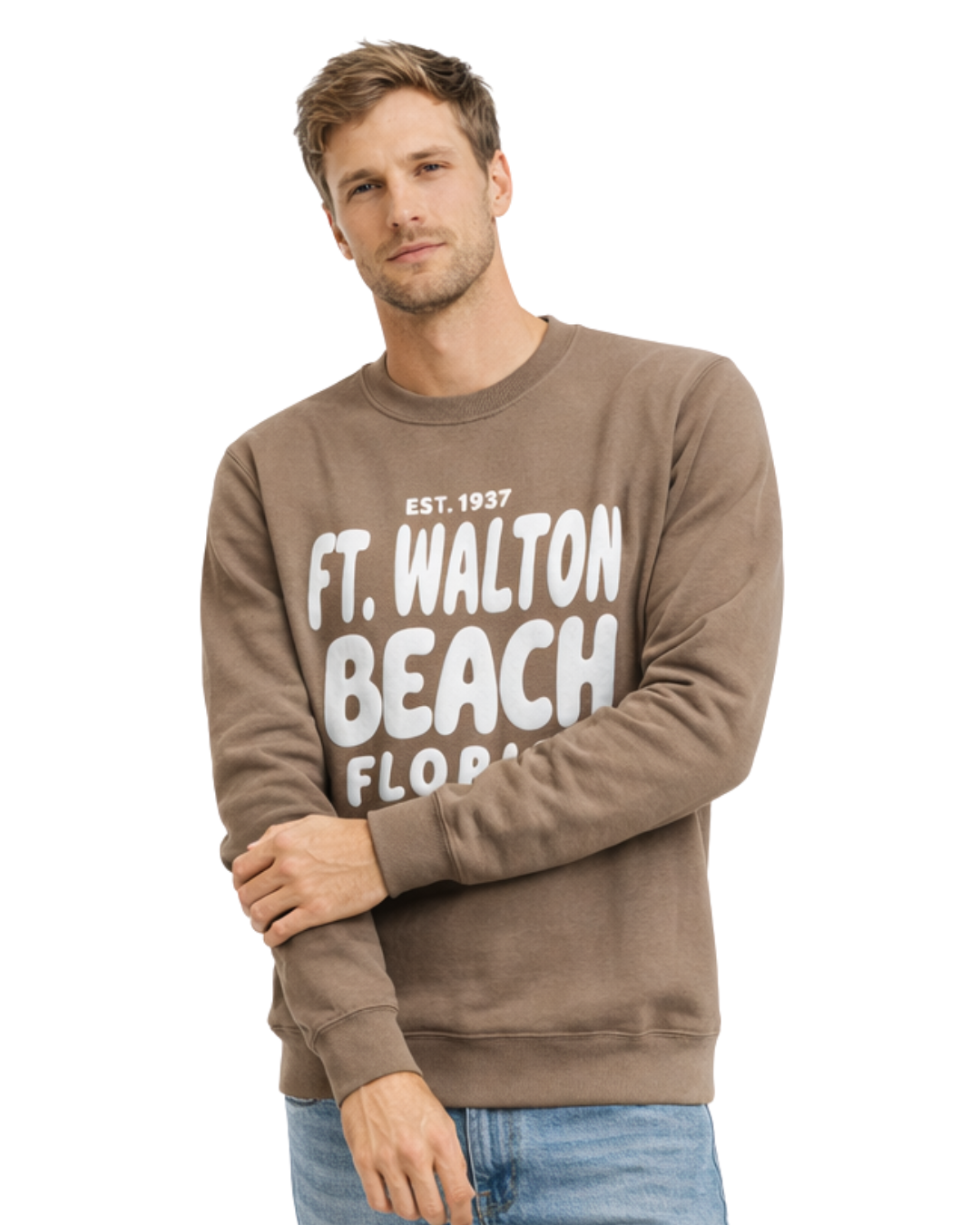 Ft. Walton Beach, Fl City Name Crewneck Style AI067C crewneck alvinsisland.com Cappuccino S