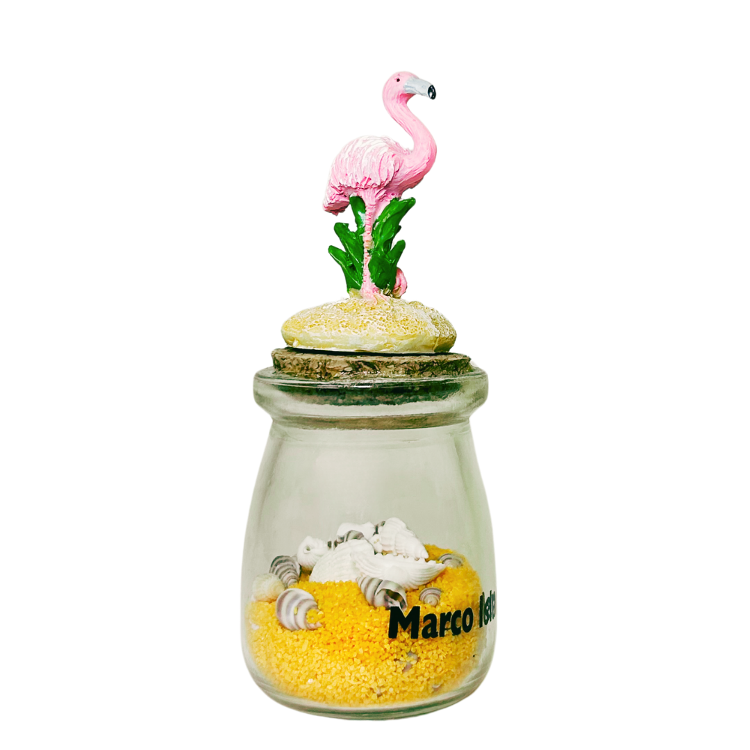 Marco Island Figurine Flamingo Pink  Bottle Souvenir