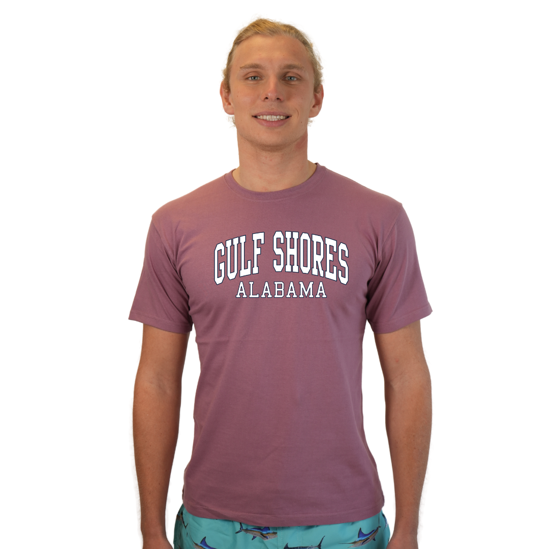 Gulf Shores Alabama Combed Cotton Men T-Shirt with White City Name Style CC1000