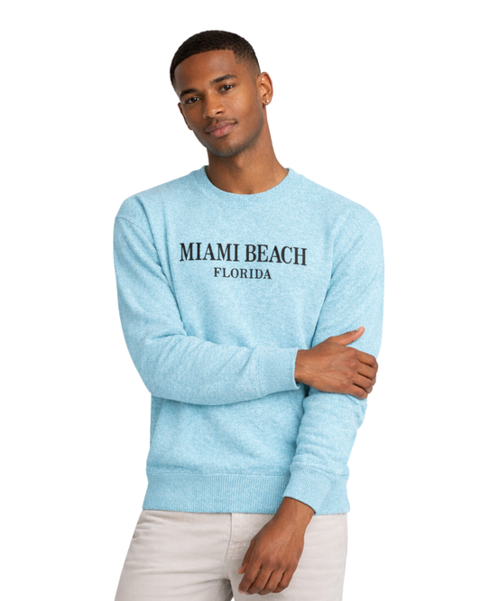 Miami Beach, Fl Nantucket Crewneck – Embroidered City Name Appliqué (Style AP267AI)
