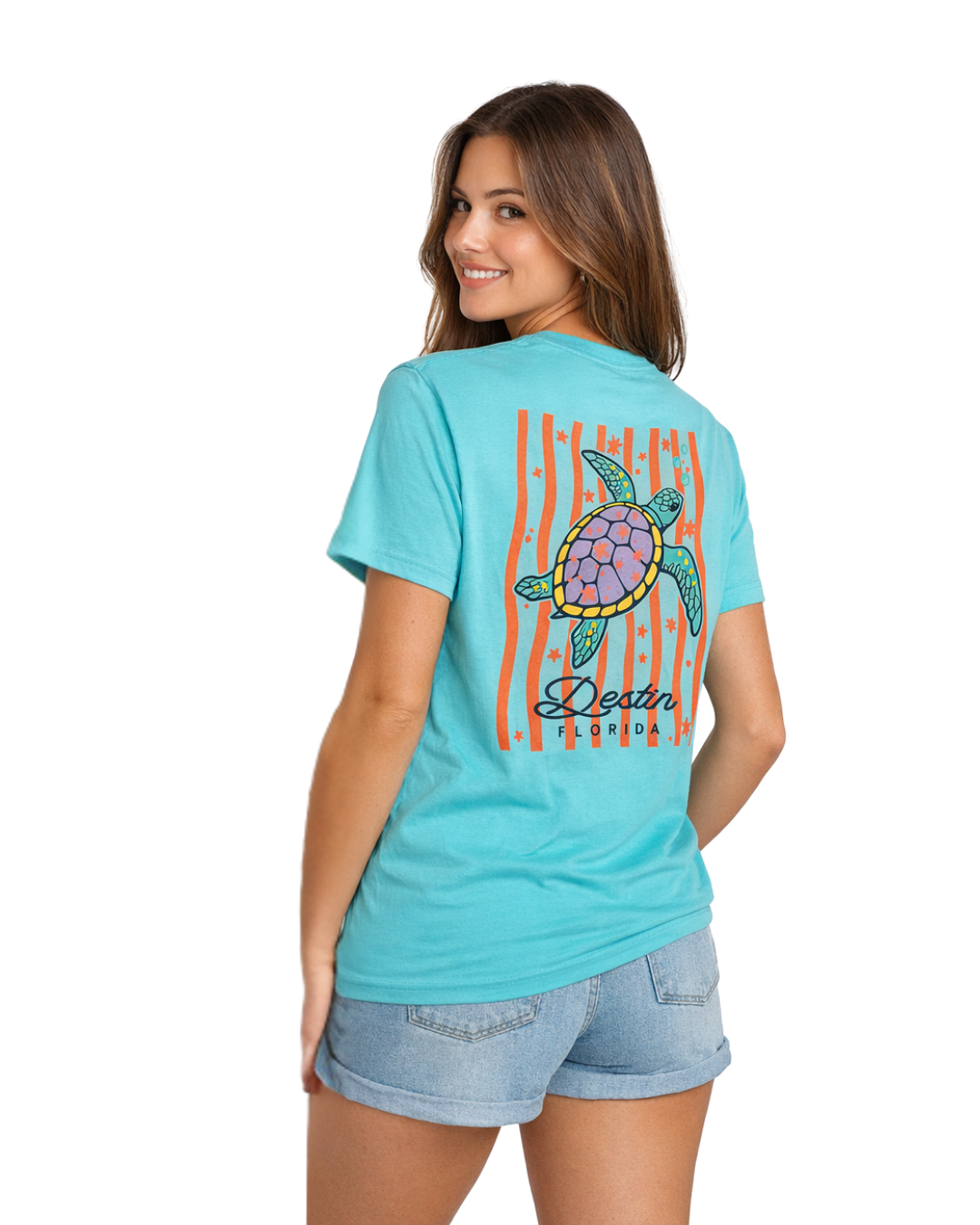 Destin, Fl Turtle Stripes Design Women’s T-Shirt T-SHIRT alvinsisland.com