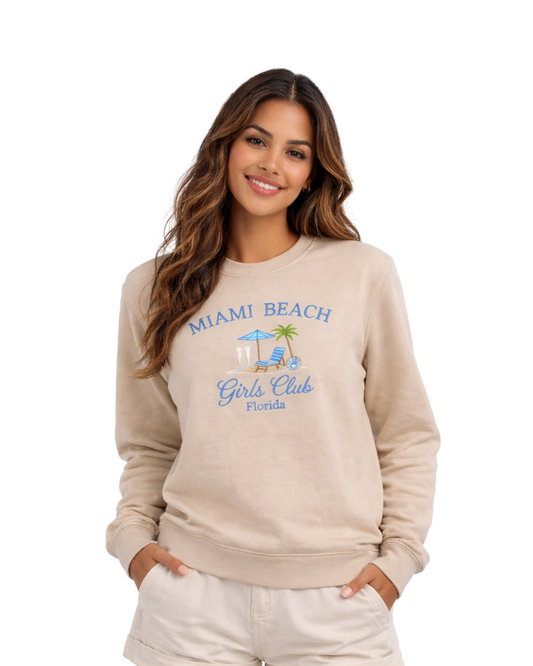 Miami Beach, Fl Crewneck Embroidered Style AI067EMB