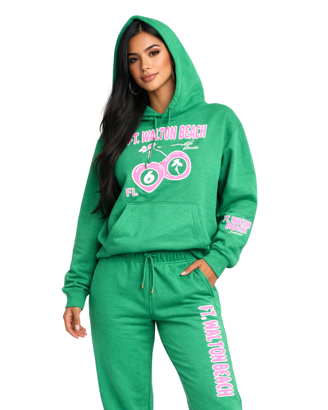 Ft. Walton Beach Cherry (Hoodie& Pants) Set (Two piece) Clothing alvinsisland.com Green S