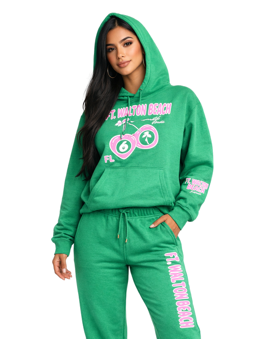 Ft. Walton Beach Cherry (Hoodie& Pants) Set (Two piece) Clothing alvinsisland.com Green S