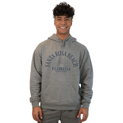 Santa Rosa Beach Pullover Hoodie Men with Big Front Florida Gulf Coast Design Style 252