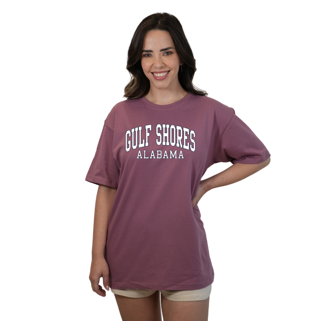 Gulf Shores Alabama Combed Cotton Women T-Shirt with White City Name Style CC1000