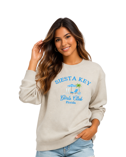 Siesta Key, FL Embroidered Women’s Crewneck crewneck alvinsisland.com S Oyster