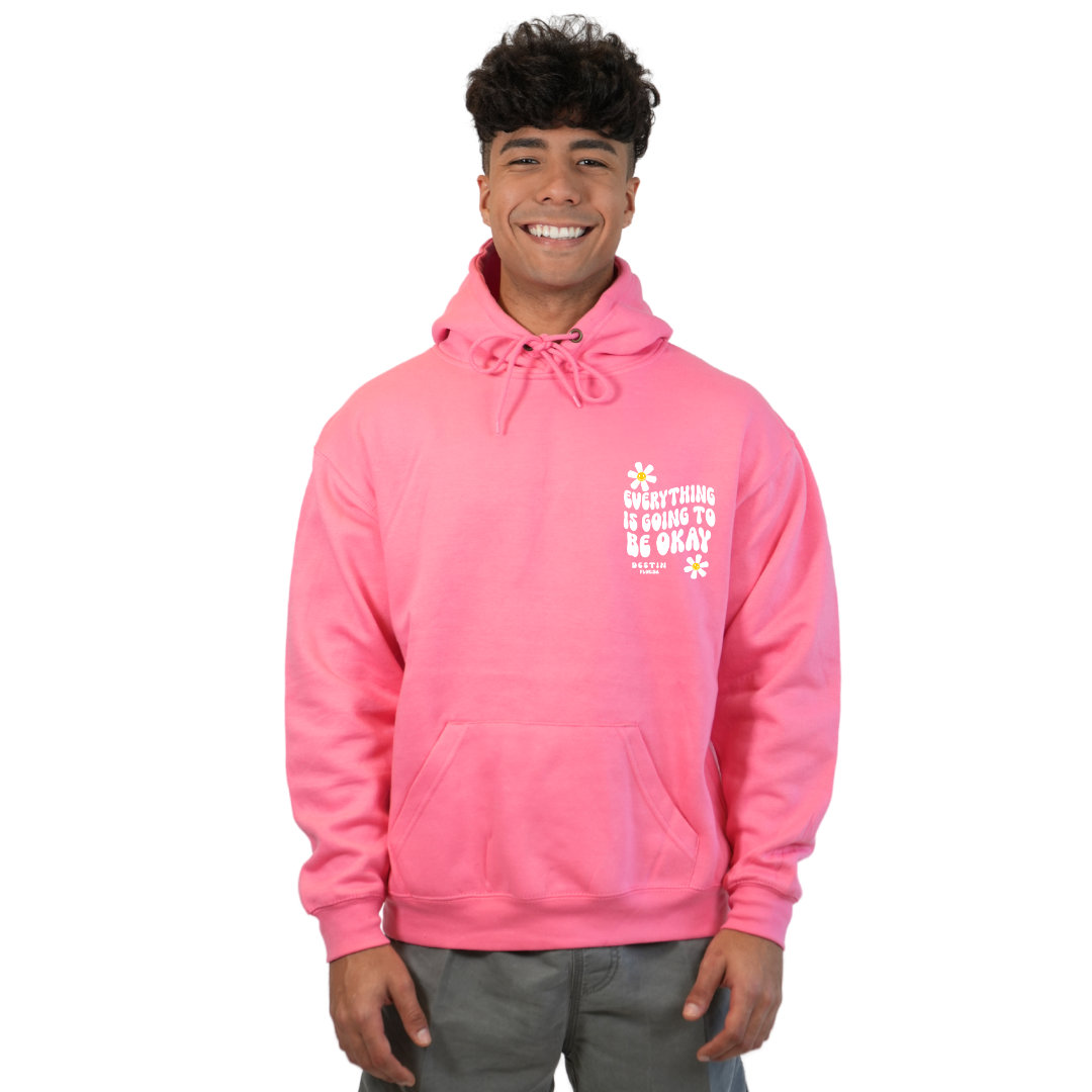 Destin Florida Pullover Hoodie Men with front "Everything is going to be Okay" design and the same back big design Styl 252