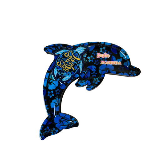 Destin Dolphin Poly/Wood Magnet