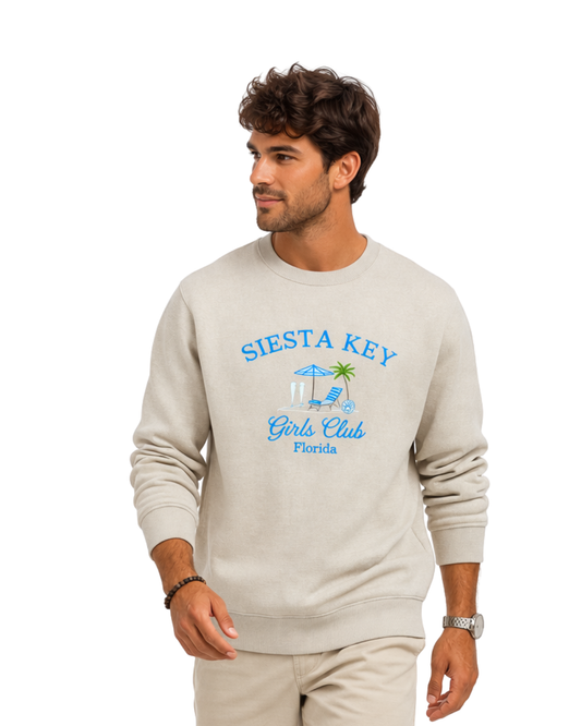 Siesta Key, FL Embroidered Men’s Crewneck crewneck alvinsisland.com S Oyster