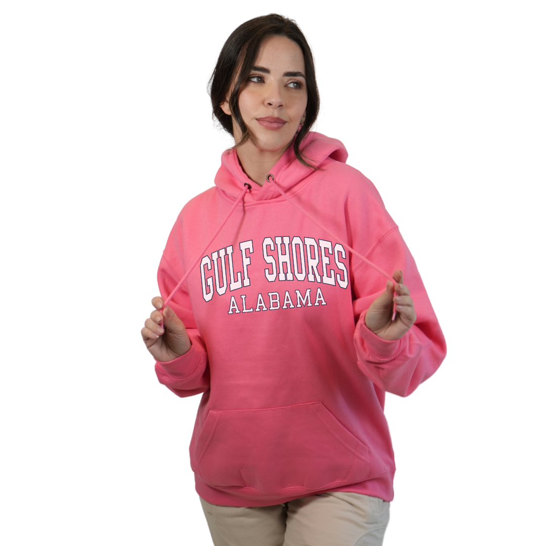 Gulf Shores Alabama Pullover Hoodie Women with Big Front Letters Design Style 252