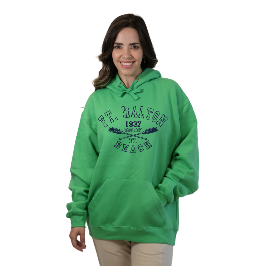 Ft. Walton Beach Pullover Hoodie Women with a Big Name Letters, two paddels  1937 Design Style 252