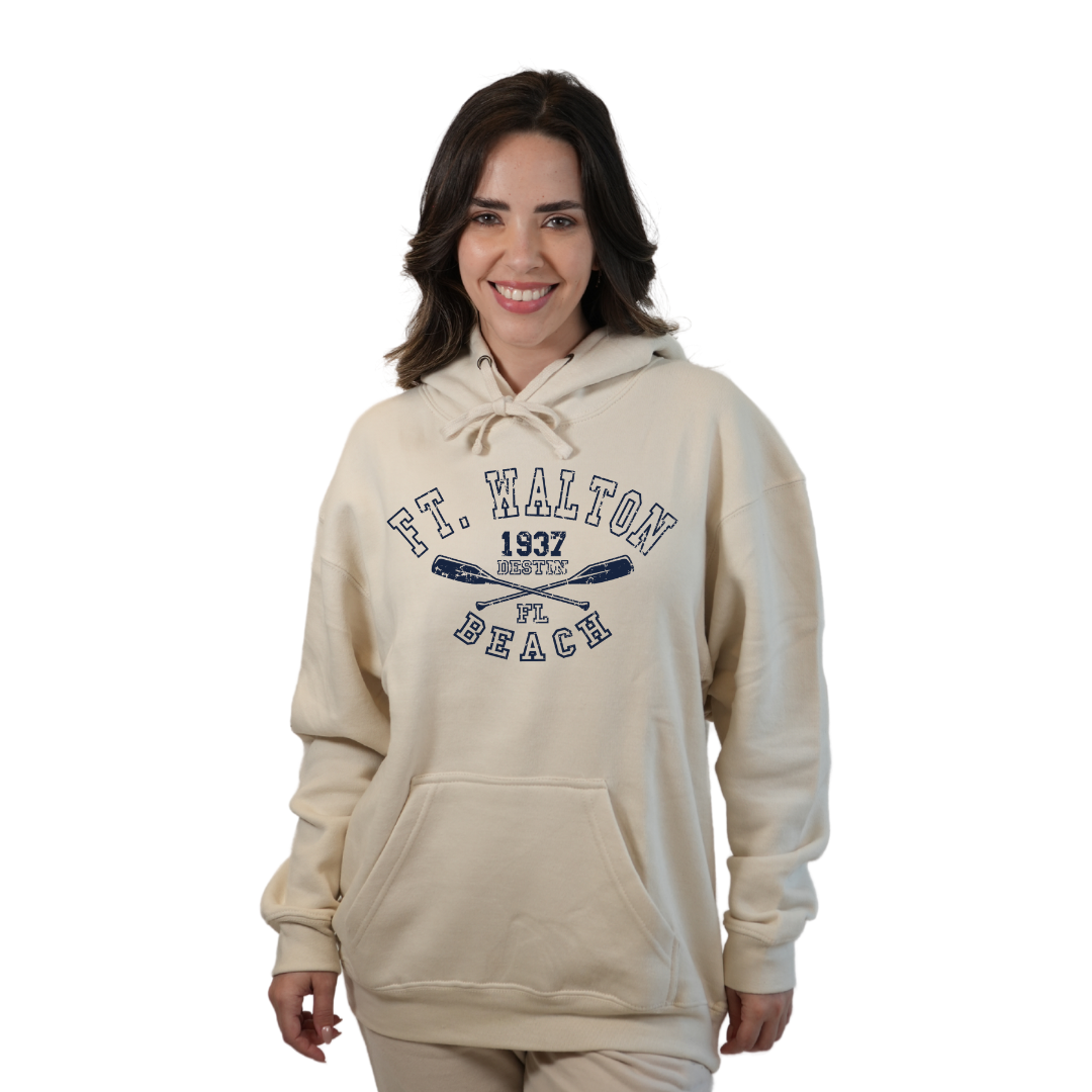 Ft. Walton Beach Pullover Hoodie Women with a Big Name Letters, two paddels  1937 Design Style 252