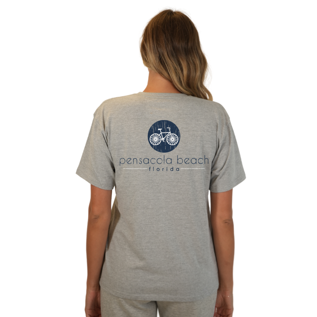 Pensacola Beach with front Bycicle pocket design and back big Bycicle Design T-Shirt Women Style CC1000